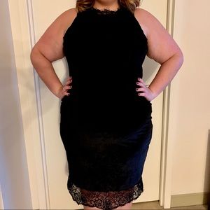 Black Velvet and Lace Dress